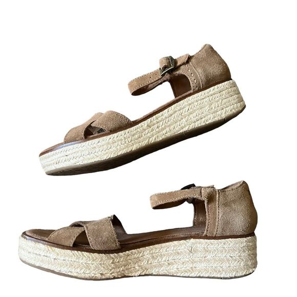 TOMS | Harper Suede Espadrille Wedge Sandals Platform Taupe Brown Size 7.5 W - Picture 4 of 10